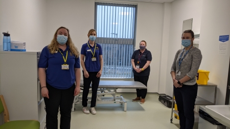 (L-R) Verity Goodchild, Harriet Gowthorpe (both SCH Physios), Claire Parkinson (AWRC Reception) and Chloe Atkinson (NCSEM Operations Manager) .jpg